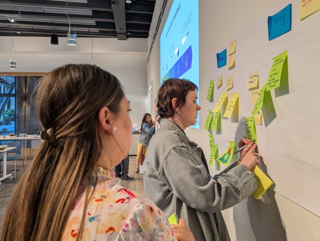 Two people brainstorming a grantmaking process
