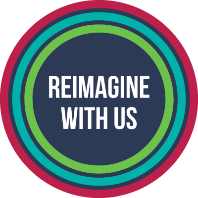 Reimagine Logo Blue Logo of SVP Seattle's Reimagine Campaign